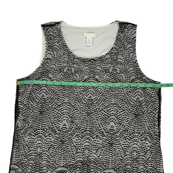 CHICOS Lace Layered Sleeveless Top Black Beige Size Medium (1) Womens Crochet - Picture 7 of 8